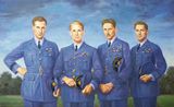 Douglas, 14th Duke of Hamilton and his three brothers, painted by Theodore Ramos, in 1970, from an earlier photograph - click for SCRAN Resource