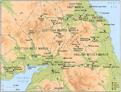 The Scottish Borders map - The Marches