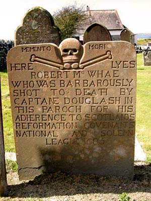Grave marker for Covenanter Robert McWhae